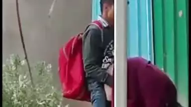 Indian school girl give head outdoor before school and caught on XXX cam