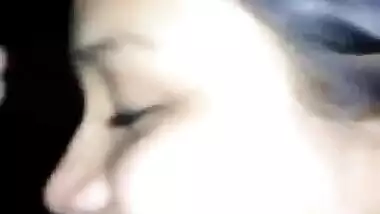 Cute Desi girlfriend kissing & boob pressing hindi audio